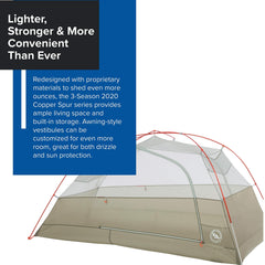 Big Agnes Copper Spur HV UL tent with awning vestibule for weather-protected living space