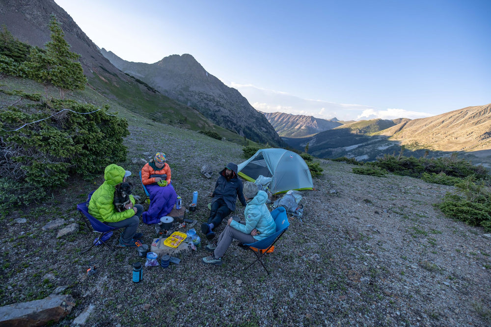 Big Agnes Skyline Ultralight Chair set up at campsite in Evening Primrose