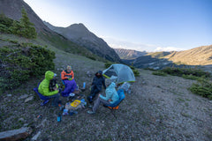 Big Agnes Skyline Ultralight Chair set up at campsite in Evening Primrose