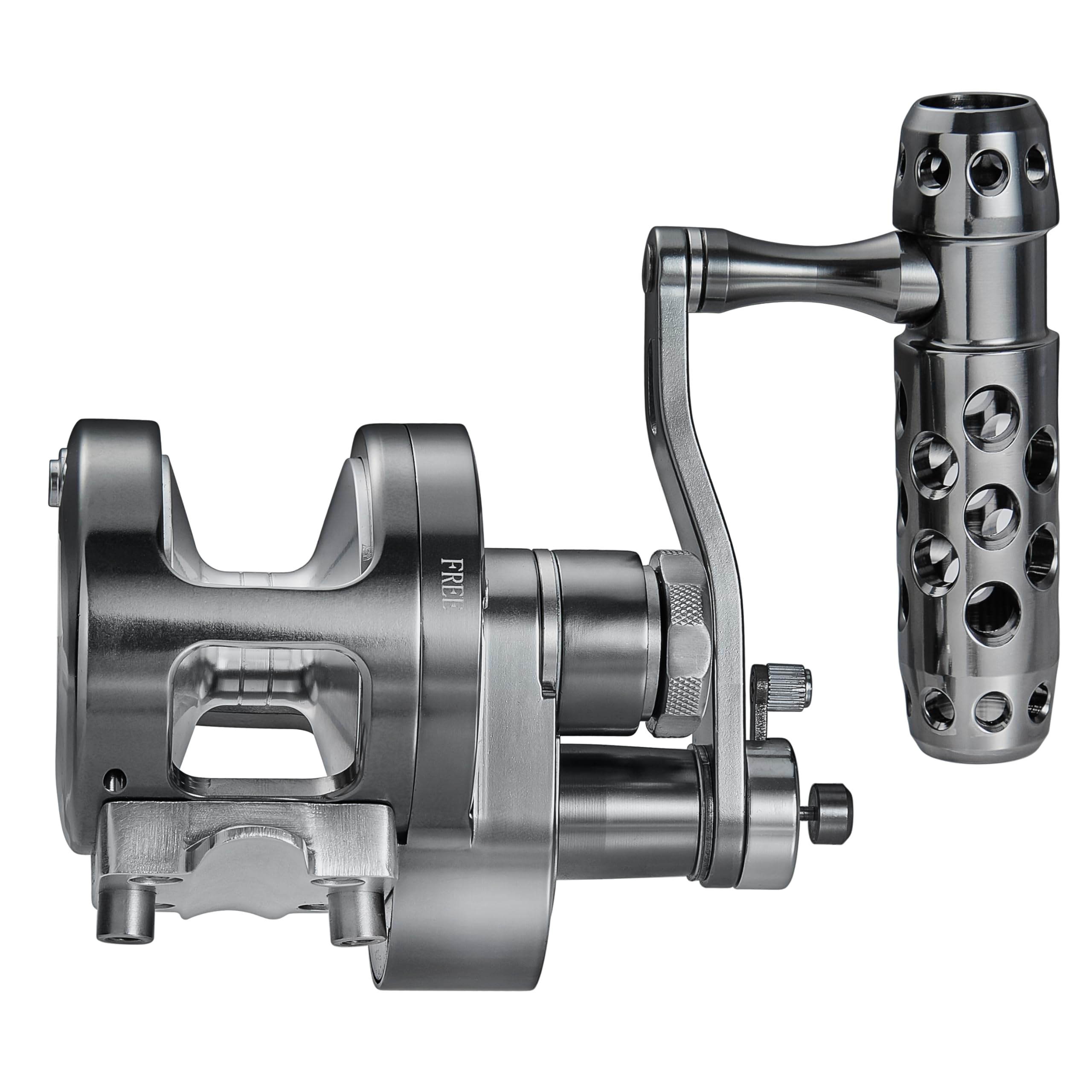 Close-up of CNC machined aluminum reel body