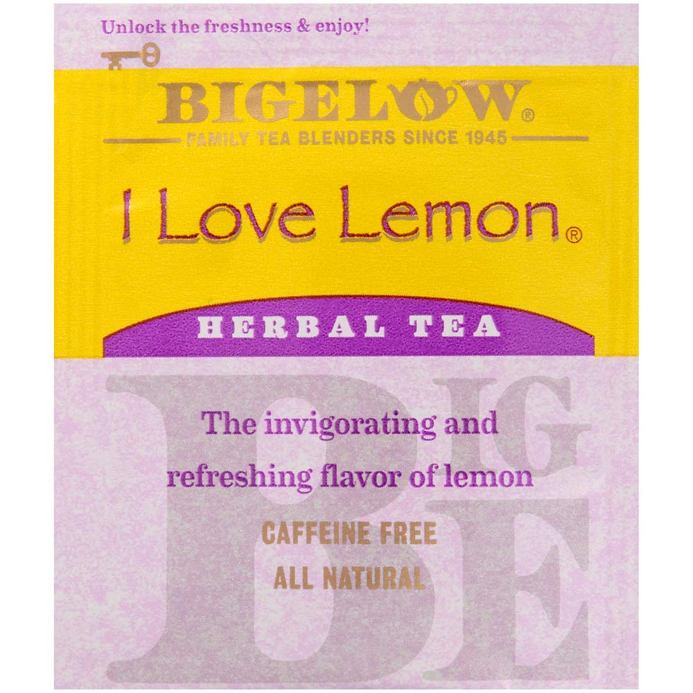 Bigelow I Love Lemon tea steeping in a cup with warm citrus scent.