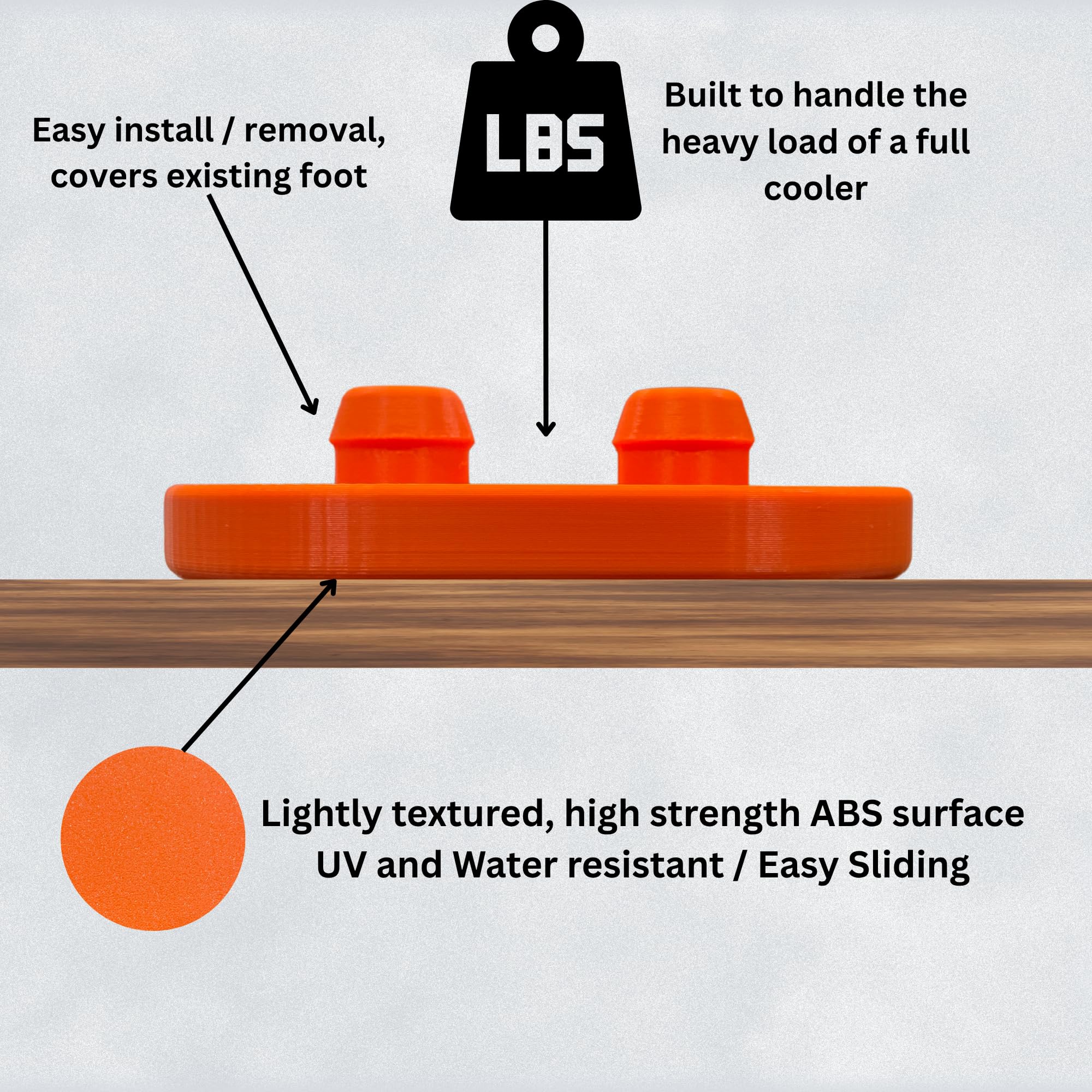 Outdoor-ready ABS construction on Yeti Tundra sliding feet.