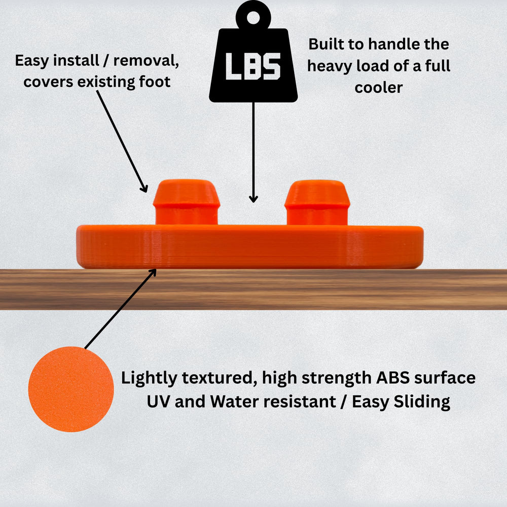Outdoor-ready ABS construction on Yeti Tundra sliding feet.