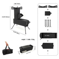 BiggerFire Rocket Stove with carrying bag ready for camping trips