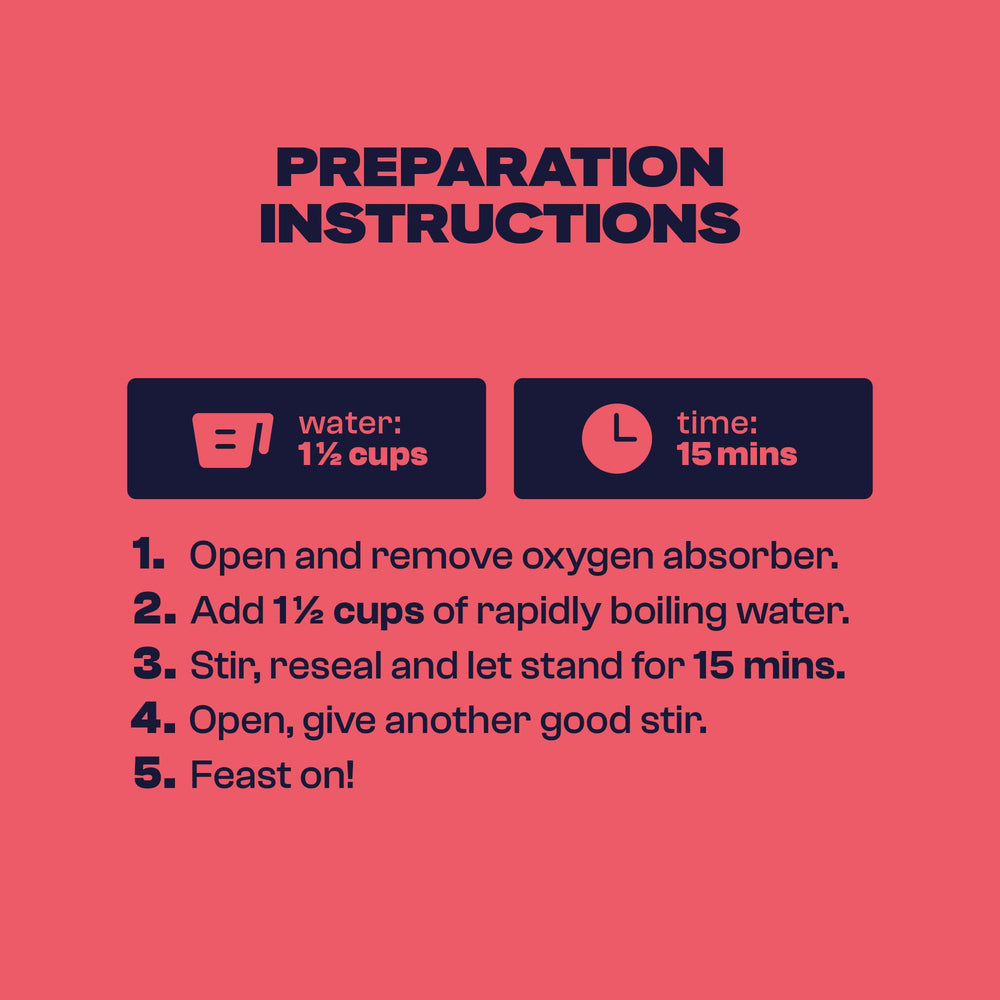 BIGHORN Mountain Food birria-rice-backpacking-setup shows simple meal prep
