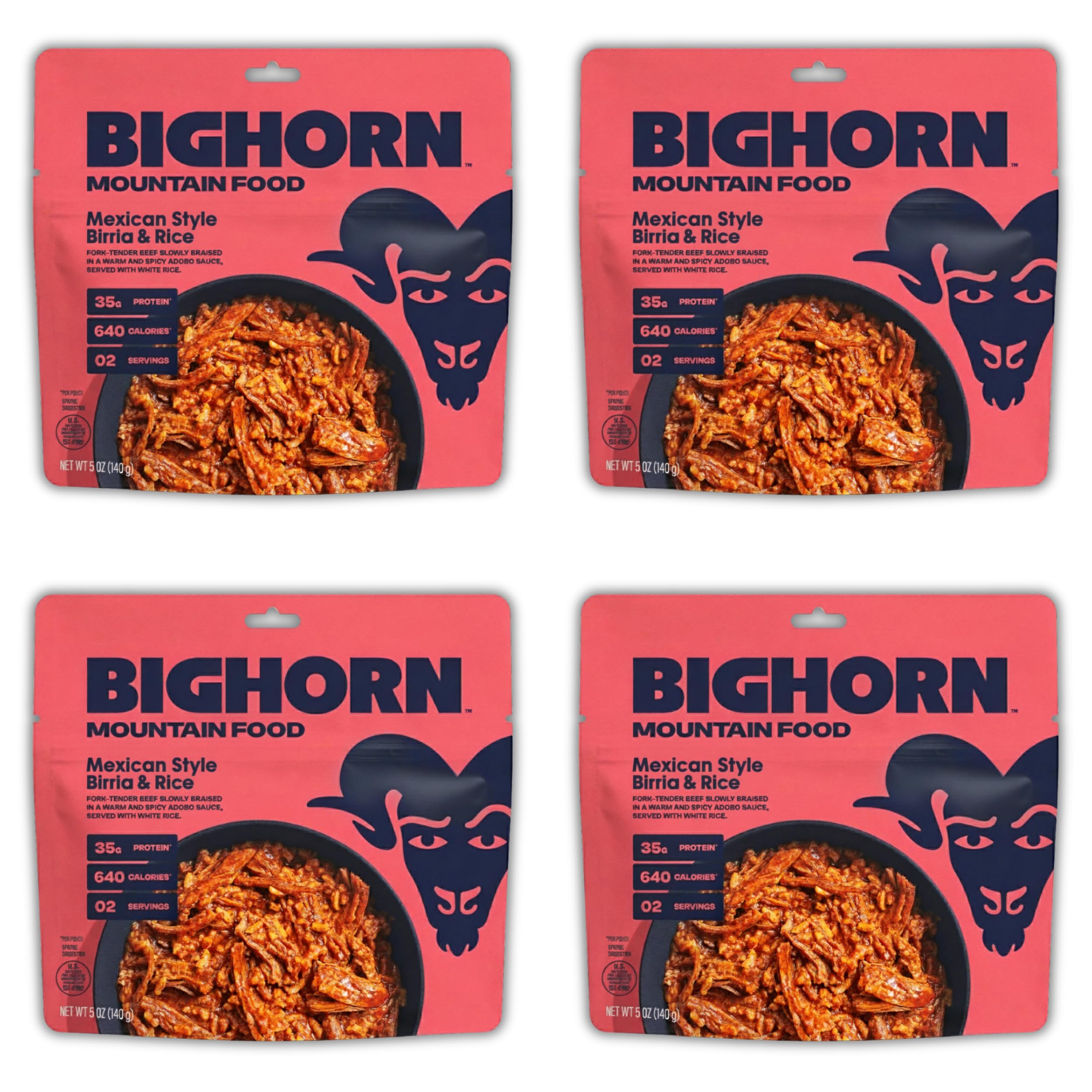BIGHORN Mountain Food birria-rice-pack-front for backcountry convenience