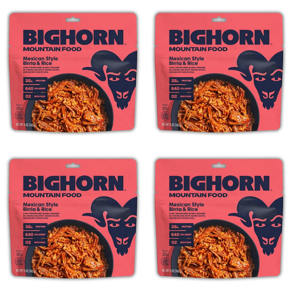 BIGHORN Mountain Food birria-rice-pack-front for backcountry convenience
