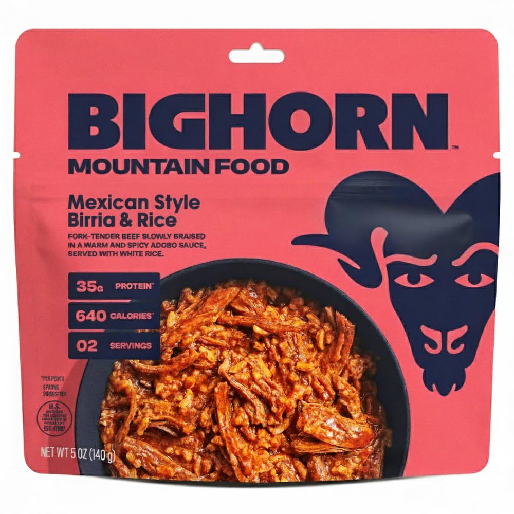 BIGHORN Mountain Food birria-rice-serve-bowl served hot after a hike