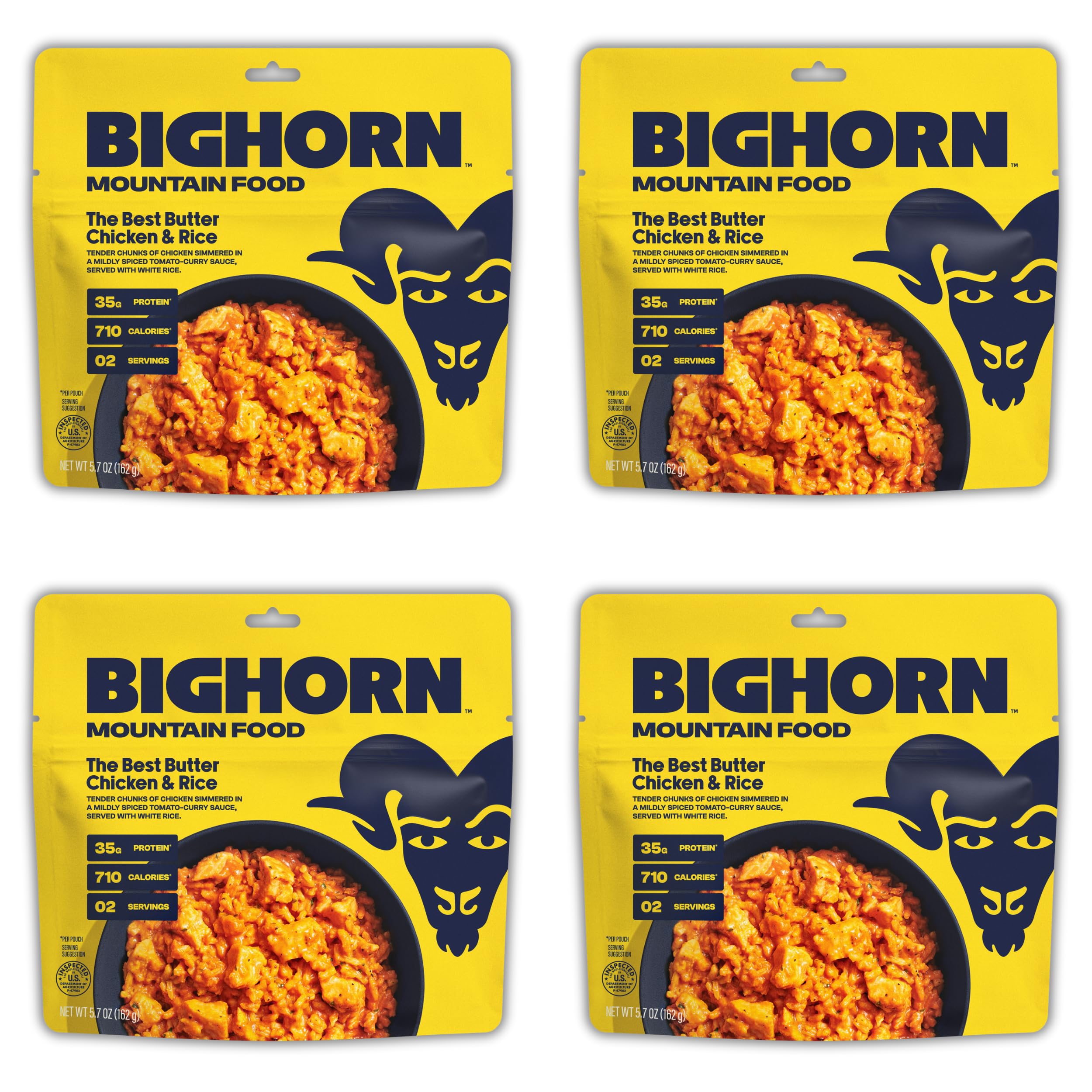 BIGHORN Mountain Food butter chicken rice box shows easy backcountry meals for hikers
