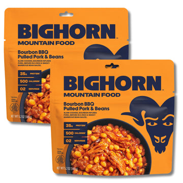 BIGHORN Mountain Food USA-made label on expedition-pack pouch.