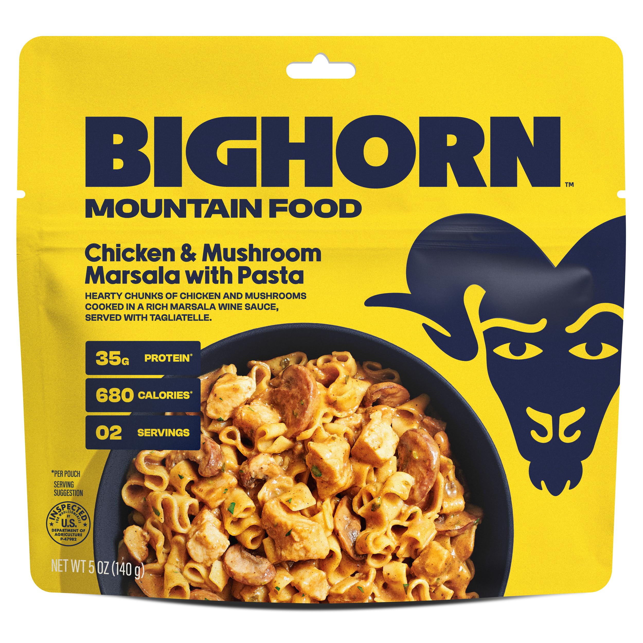 BIGHORN Mountain Food chicken chunks with mushrooms close-up