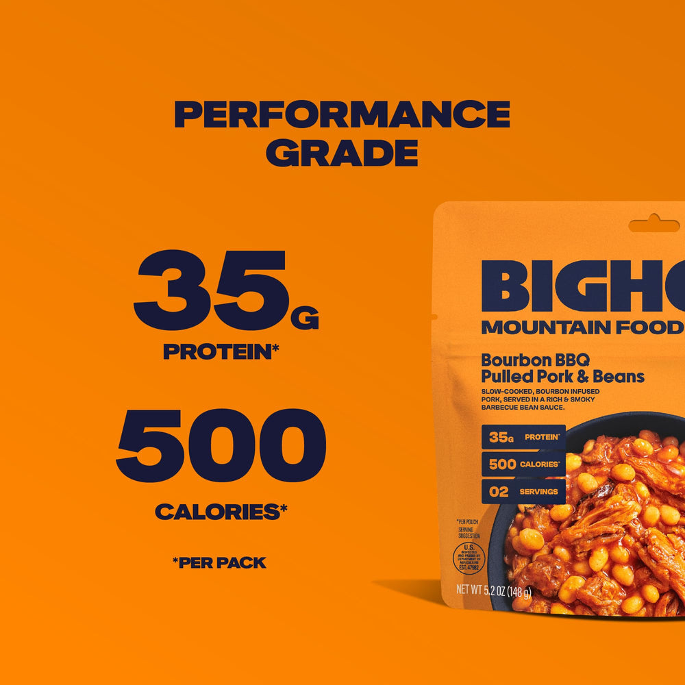 BIGHORN Mountain Food outdoor adventure meal closeup highlights savory flavor.
