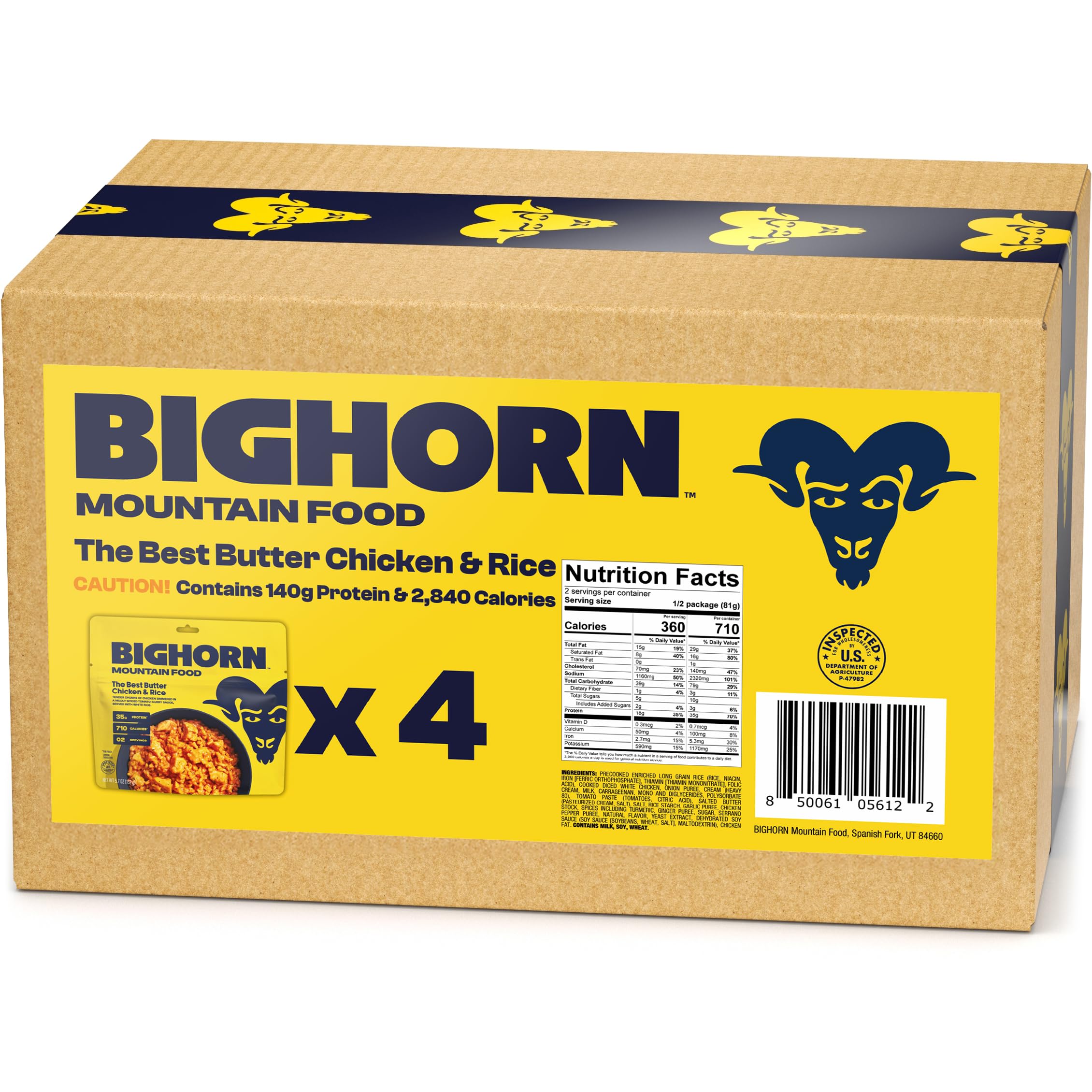 BIGHORN Mountain Food packaging on campsite table signals quick rehydration on trail