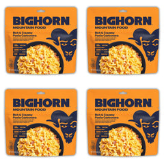 BIGHORN Mountain Food rich creamy pasta carbonara packaging shows convenient camping meal