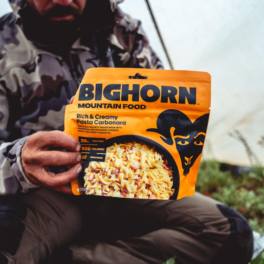 BIGHORN Mountain Food serving bowl features creamy sauce and hearty textures