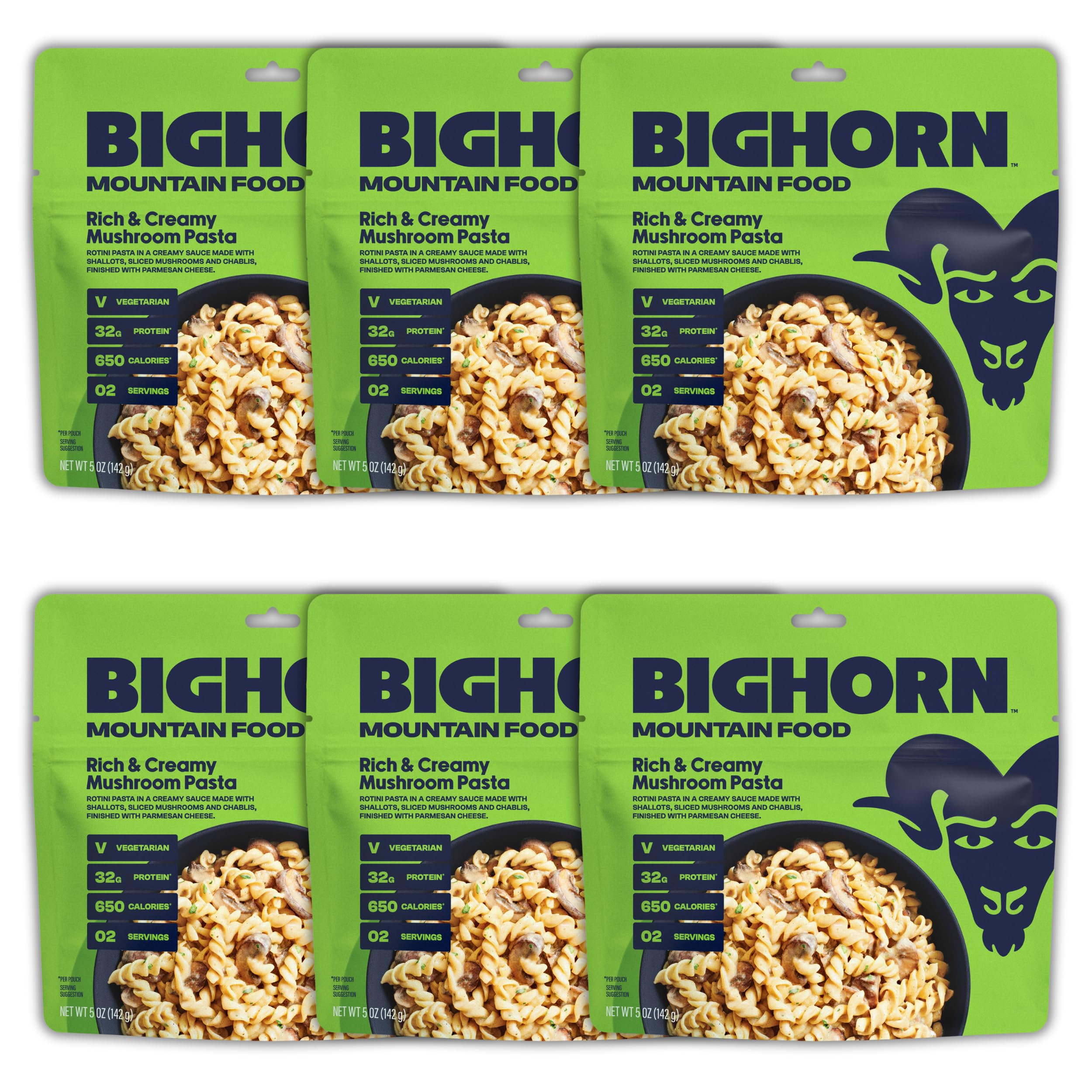 BIGHORN Mountain Food vegetarian creamy mushroom pasta pack delivers hearty backcountry satisfaction