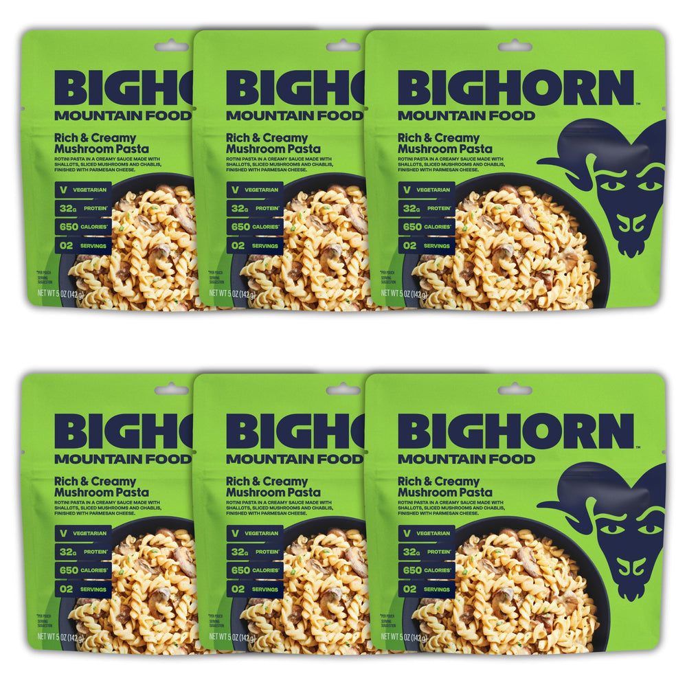 BIGHORN Mountain Food vegetarian creamy mushroom pasta pack delivers hearty backcountry satisfaction