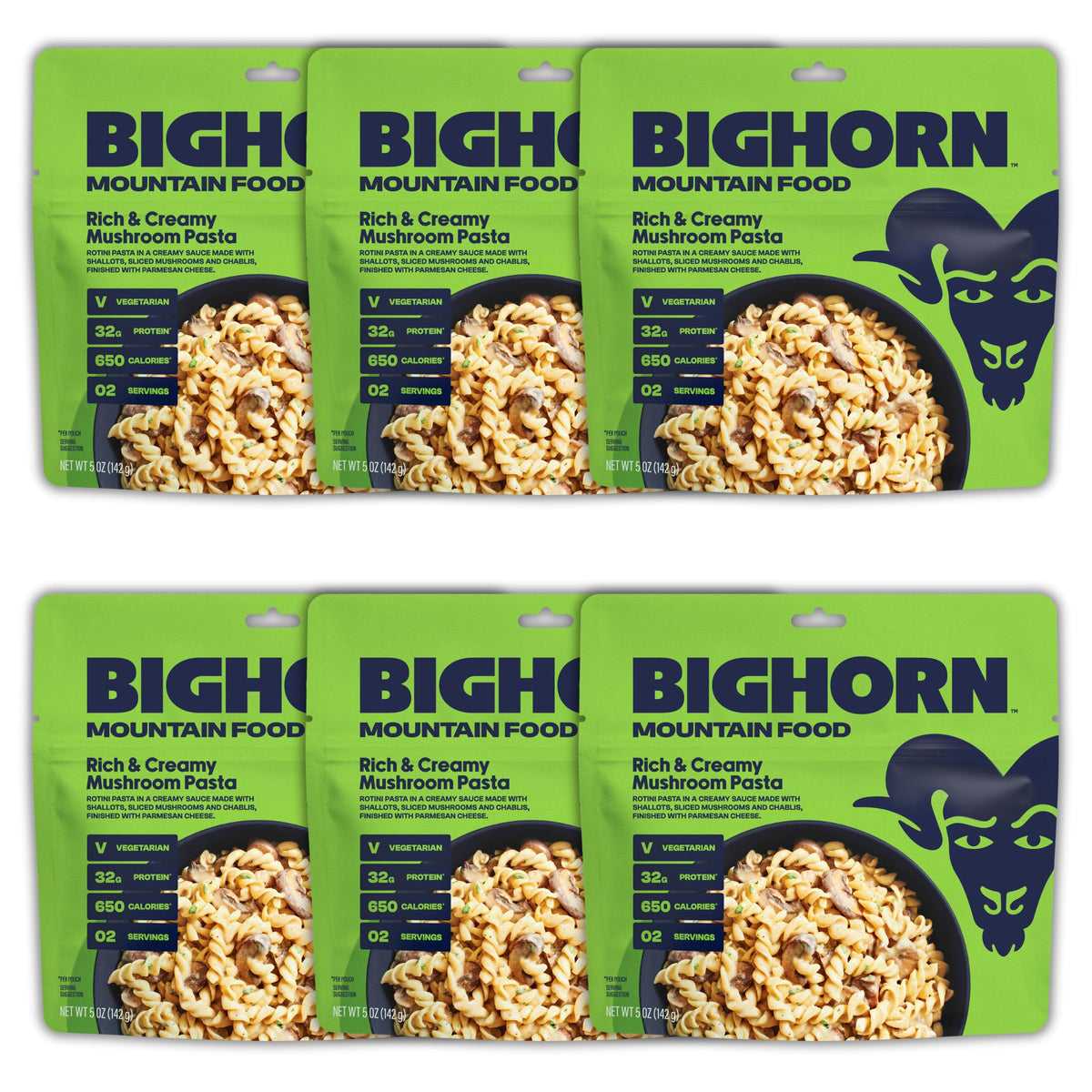 BIGHORN Mountain Food vegetarian creamy mushroom pasta pack delivers hearty backcountry satisfaction