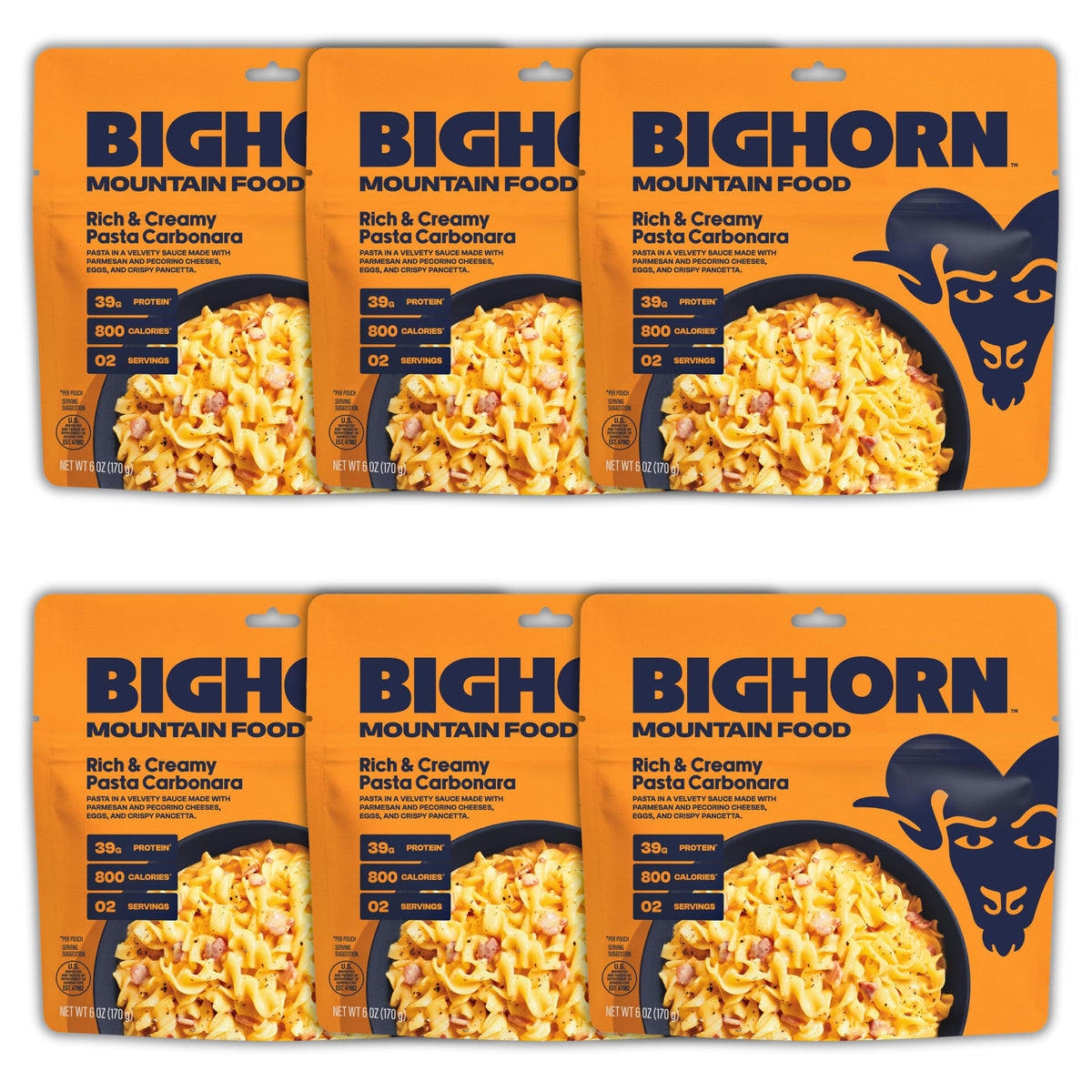 BIGHORN Pasta Carbonara cream sauce close-up showing rich texture for backcountry meals.