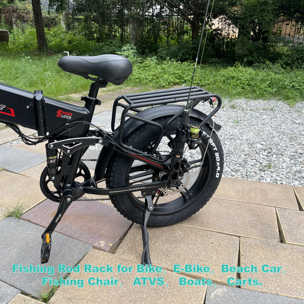 Sleek black rod rack mounted on bike