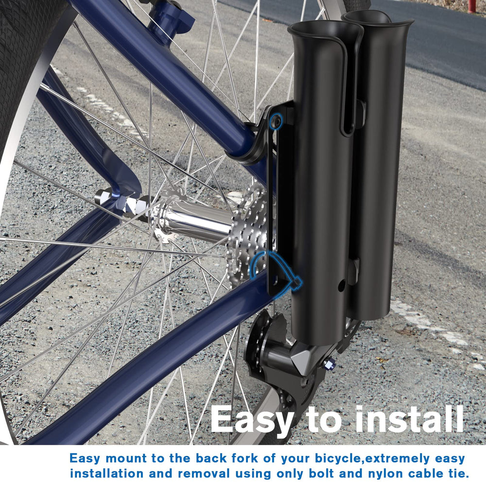 Rod rack secured to the back fork of a bicycle
