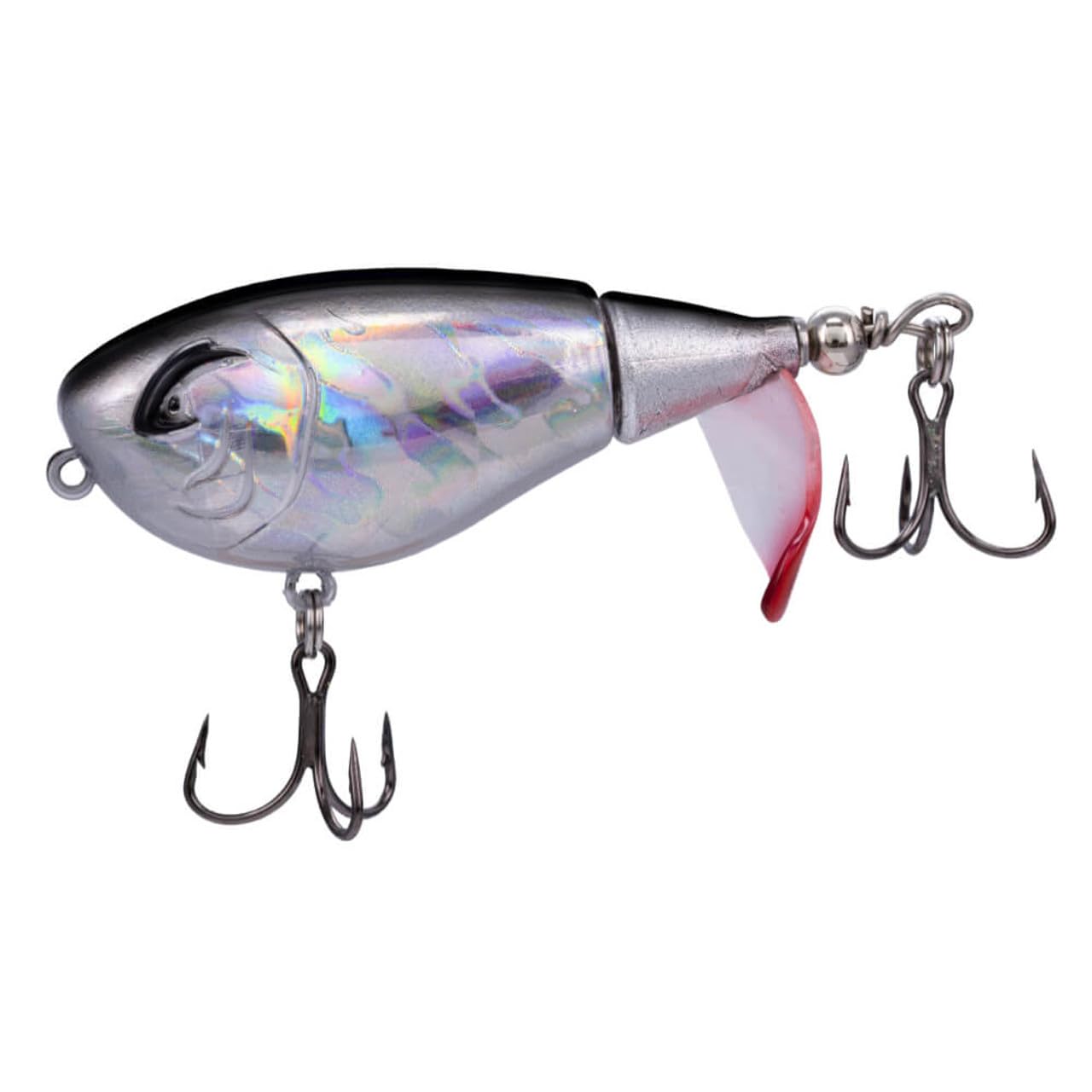 Bill Lewis Baby Bubbler 55 chrome black shad topwater lure for surface strikes from bank or boat