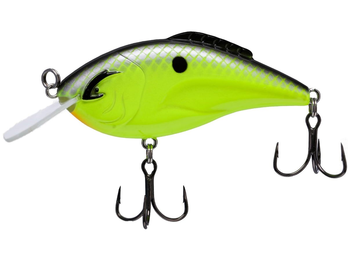 Bill Lewis Hammer Flat Crank 3/8oz Chartreuse Shiner lure ready for precise casting and tough conditions.