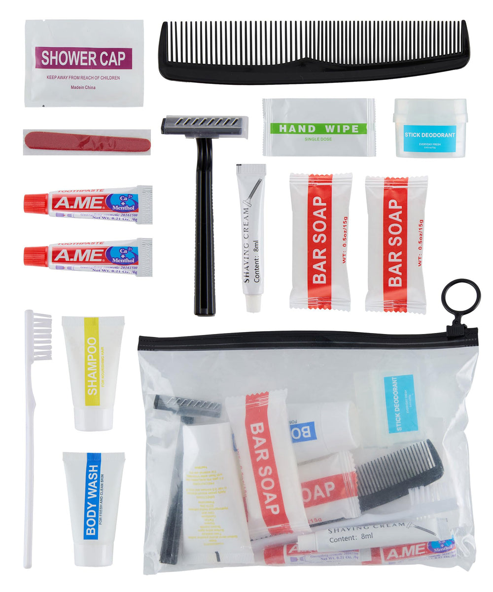 BILLIONHATS Basic Hygiene Kit contents laid out for shelter donations and easy distribution.