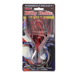 Billy Baits Mini Turbo Slammer – rigged in Black-Red/Red with 7/0 Mustad hook, AFW swivel and 135 lb AFW cable (3 ft)