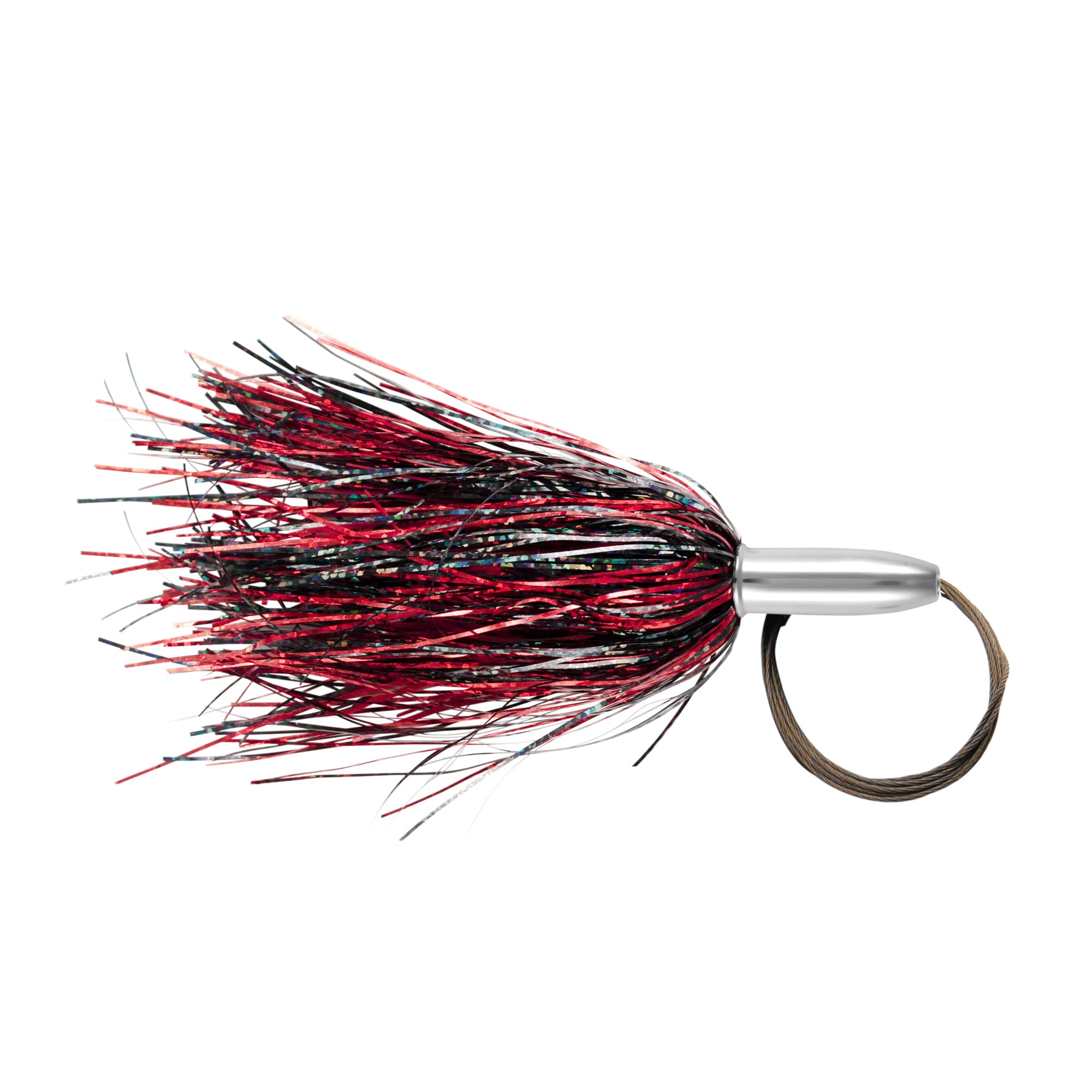 Mini Turbo Slammer lure in Black-Red/Red, ready for offshore trolling