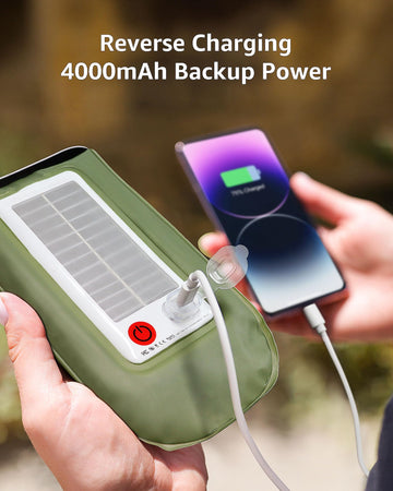 Biltrte inflatable solar camping lantern is IP66 waterproof and durable for rugged outdoor use.