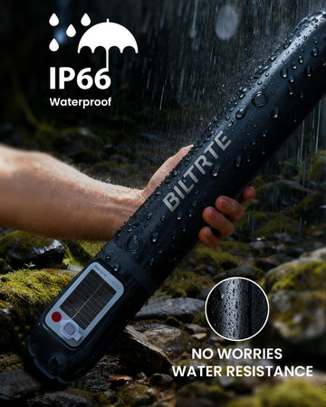 Biltrte Solar Camping Lantern charges phones in emergencies.