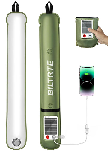 BILTRTE solar camping light folded for compact backpacking use
