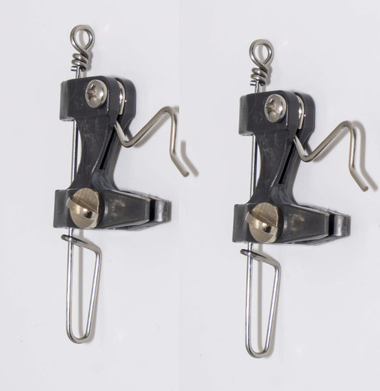 Close-up of DOWNRIGGER Release Clips showing adjustable tension for outriggers