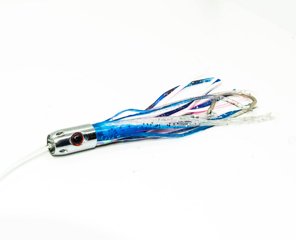 Bimini Lures Jet Head Octopus Skirts rigged setup close-up—ready to fish from the bag.