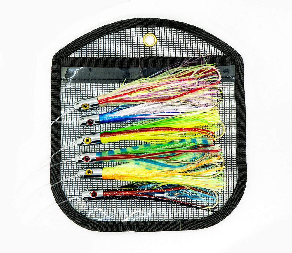 Bimini Lures Jet Head Octopus Skirts six-inch top view—durable offshore trolling lure.