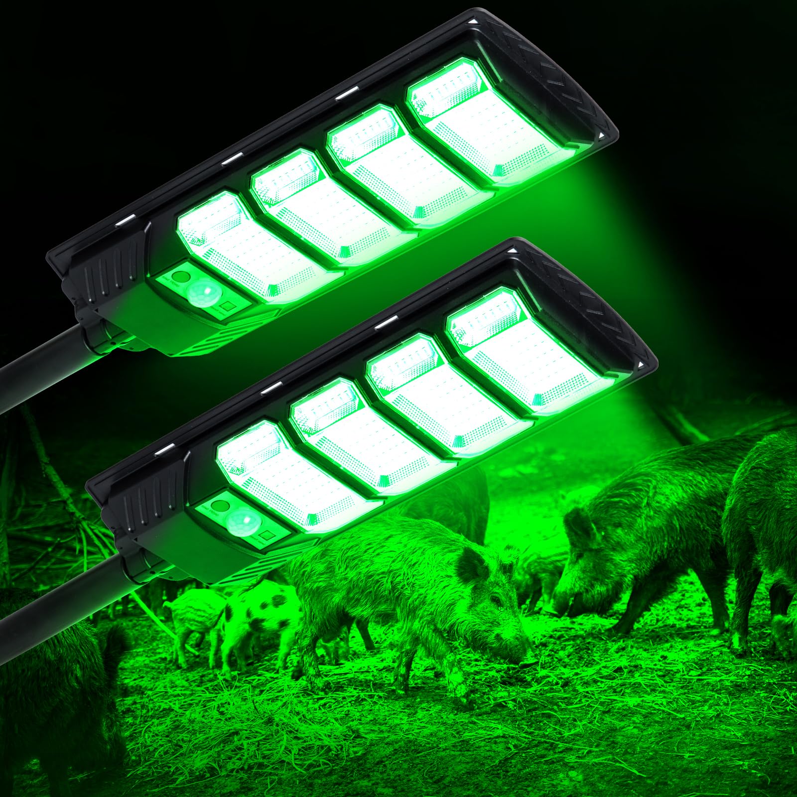 BINGLUX hog lights emit a bright green beam for precise night hunting visibility.