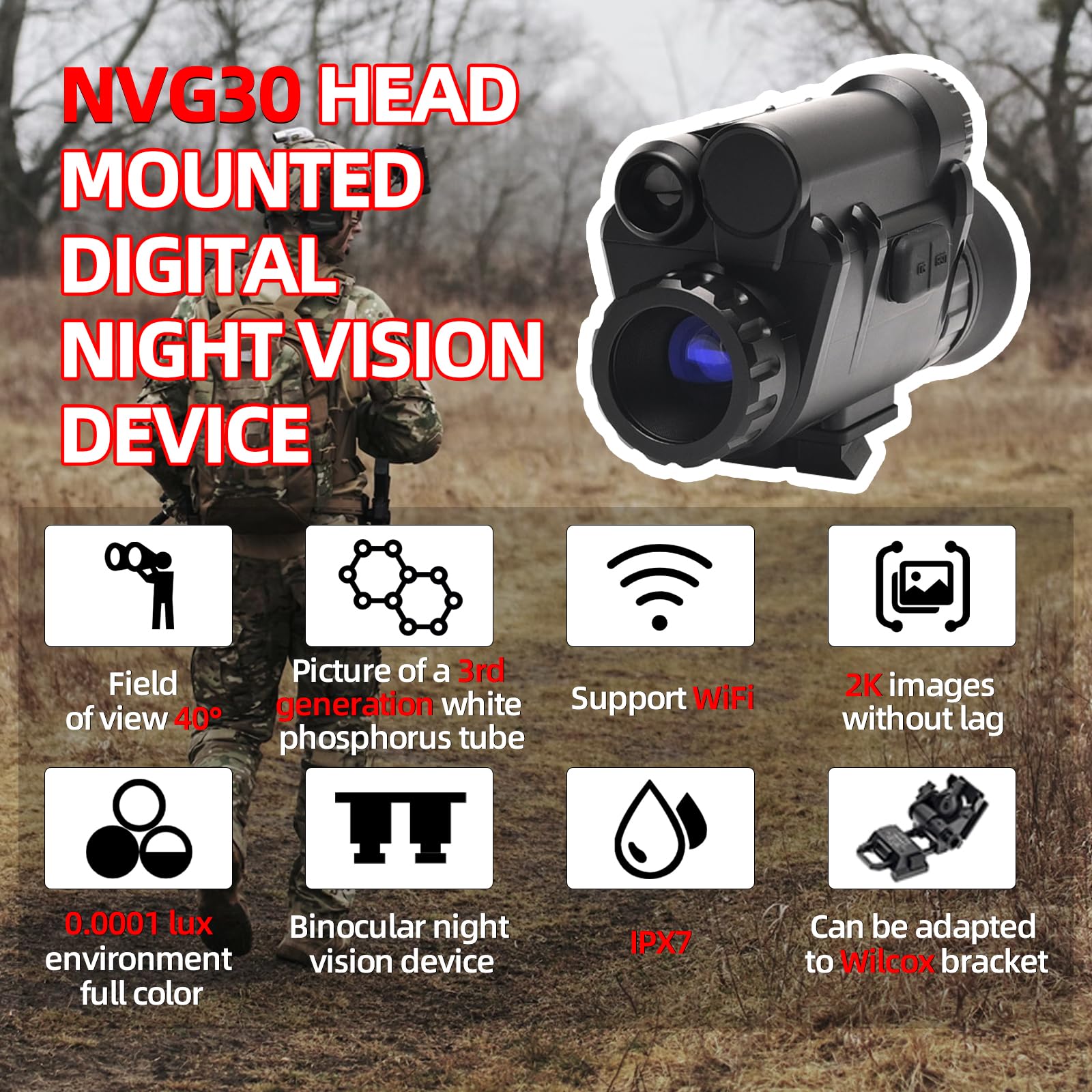 BINOCK NVG30 built-in wifi module enables real-time streaming