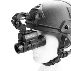 BINOCK NVG50 helmet wildlife-tracking-green reveals nocturnal silhouettes for wildlife observation and stealth monitoring.