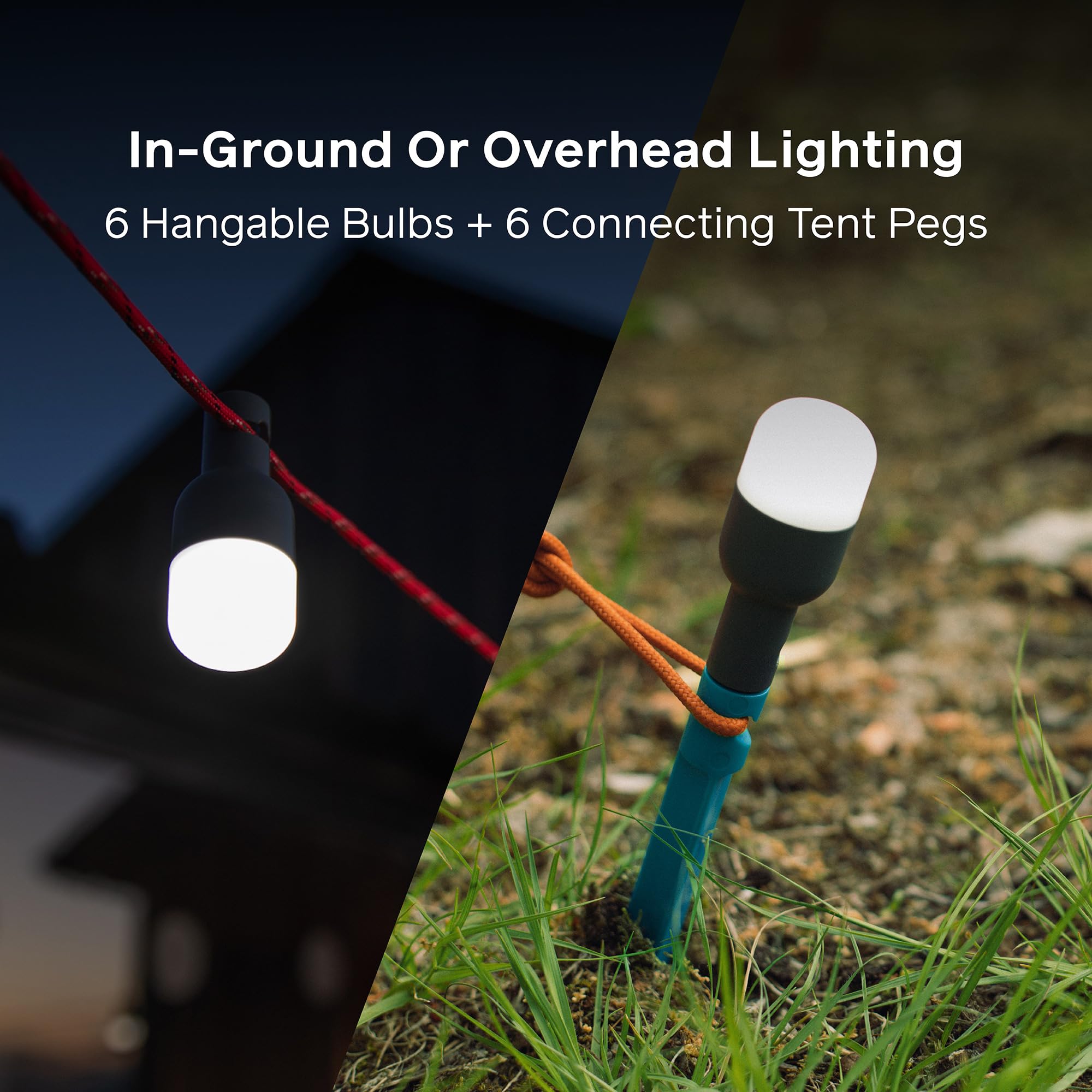 BioLite Solar Site Lights durable stakes secure ground lighting on trails and sandy terrain.