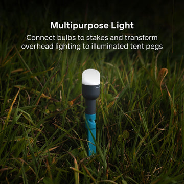 BioLite charging case recharges bulbs wirelessly for quick setup between uses.