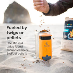 BioLite CampStove 2+ smokeless flame for clean tabletop cooking.