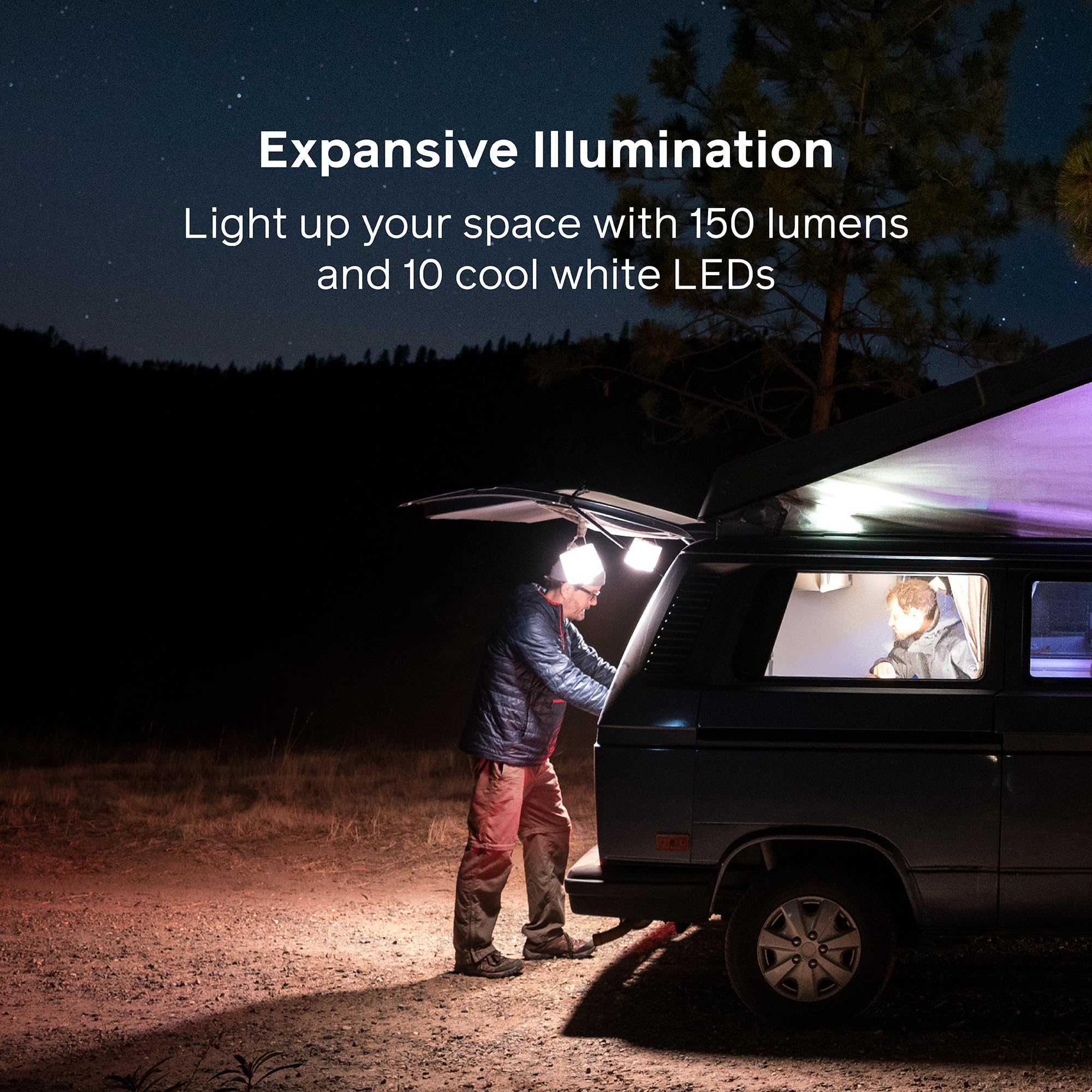 BioLite Luci Charge 150 at campsite offering reliable illumination for cooking and tasks