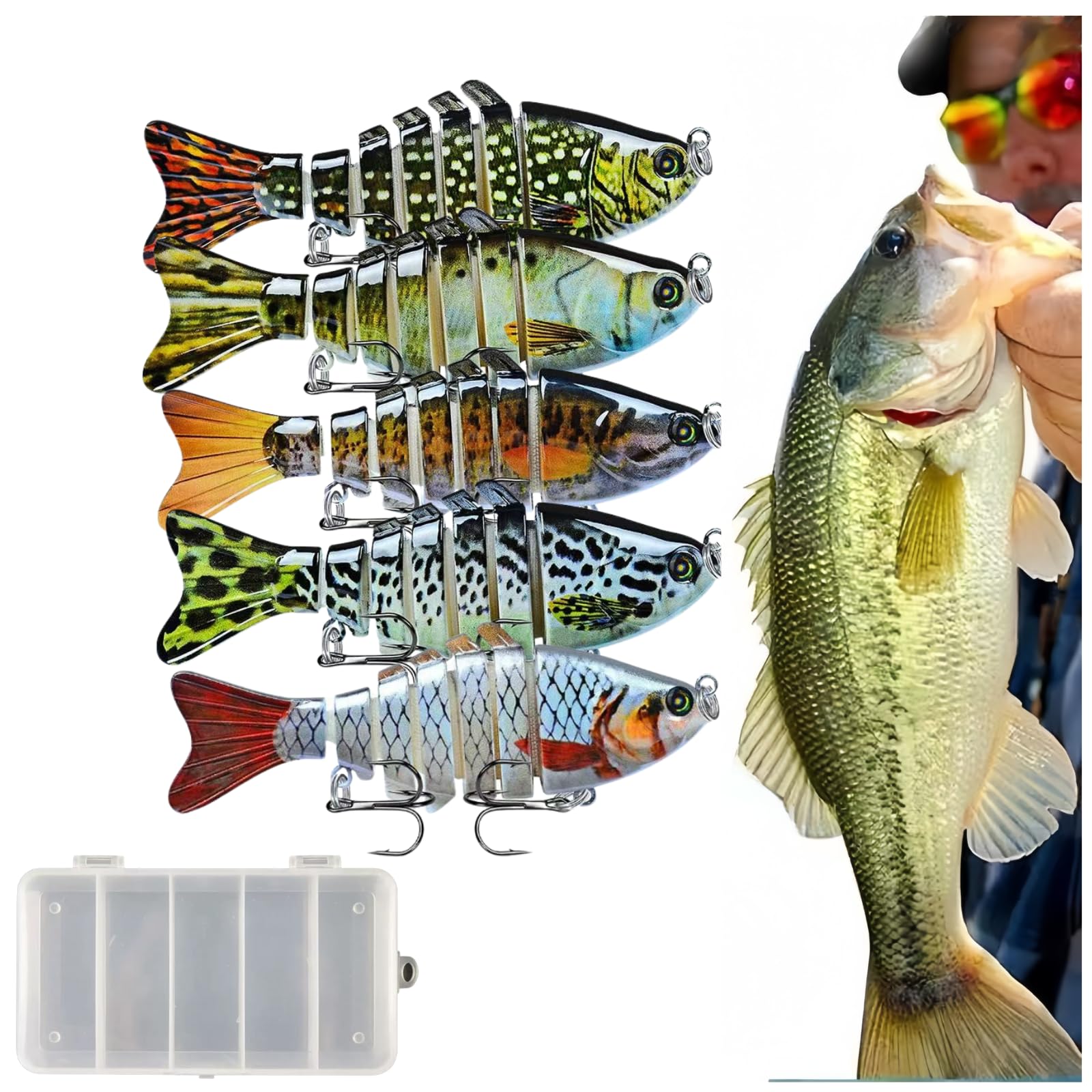 5-piece biomimetic bait fish lure set for freshwater and saltwater