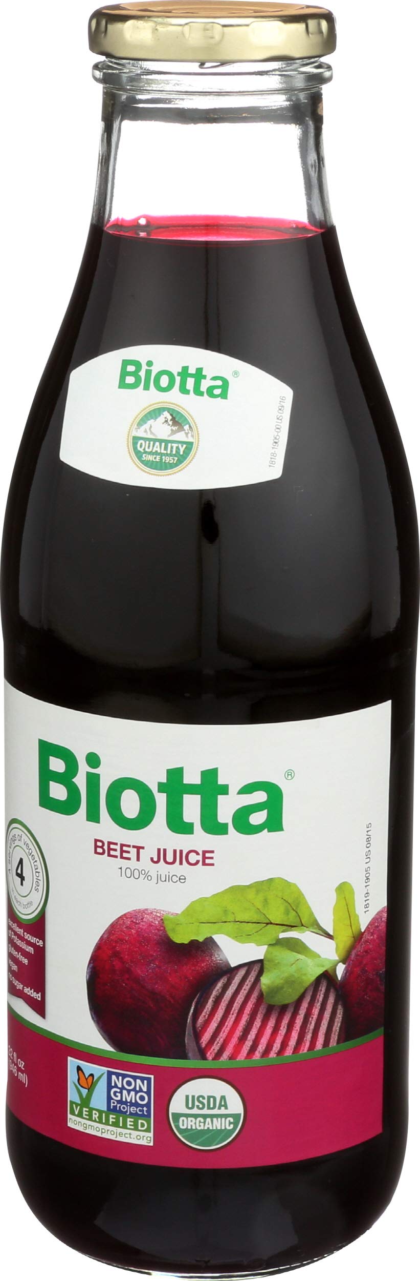 Biotta Beet Juice Organic 32oz label closeup highlighting organic quality