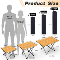Biqissi camping table aluminum top offers durable, easy-clean surface for meals.