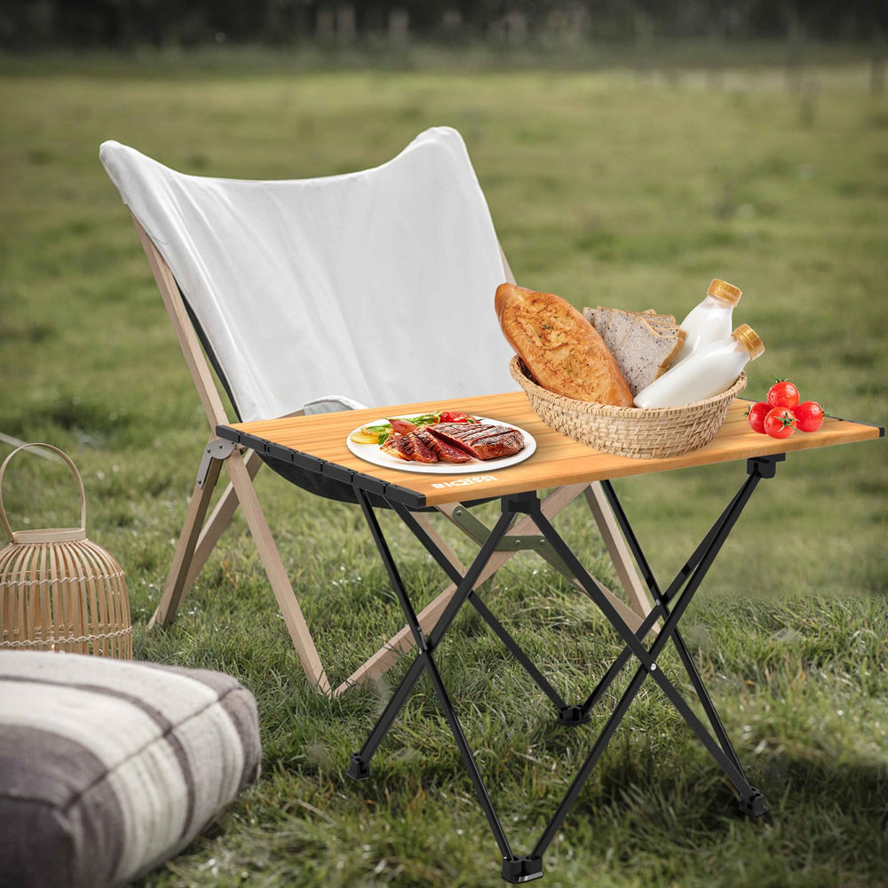 Biqissi camping table paint coating finish resists fading for outdoor use.