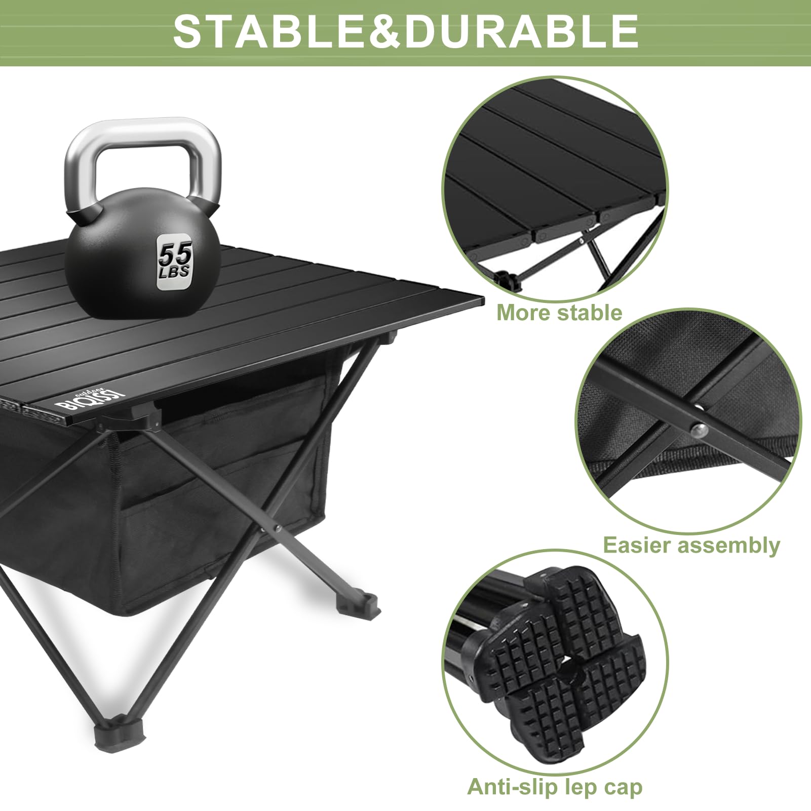 Biqissi aluminum table on grass or beach showing versatility for outdoor gatherings