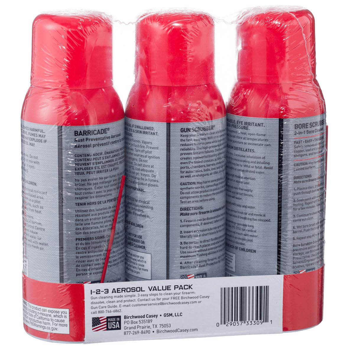Birchwood Casey 1-2-3 aerosol scrubbers kit for gun cleaning