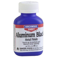 Birchwood Casey Aluminum Black bottle for darkening aluminum parts with a smooth satin finish.